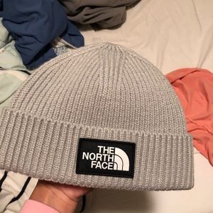 The north face logo box beanie